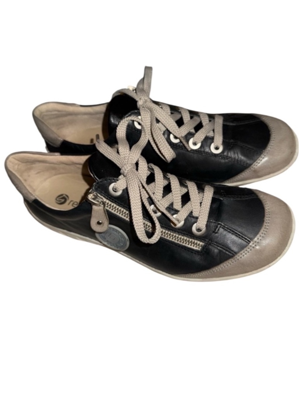 Remonte (Rieker) Black & Tan Leather Sneaker with Side Zipper R3443